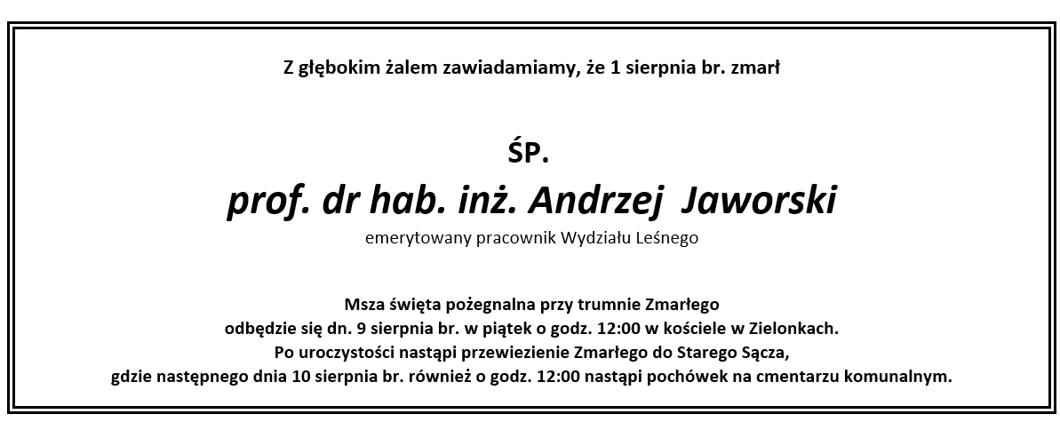 Nekrolog prof. dr hab. inż Andrzeja Jaworskiego